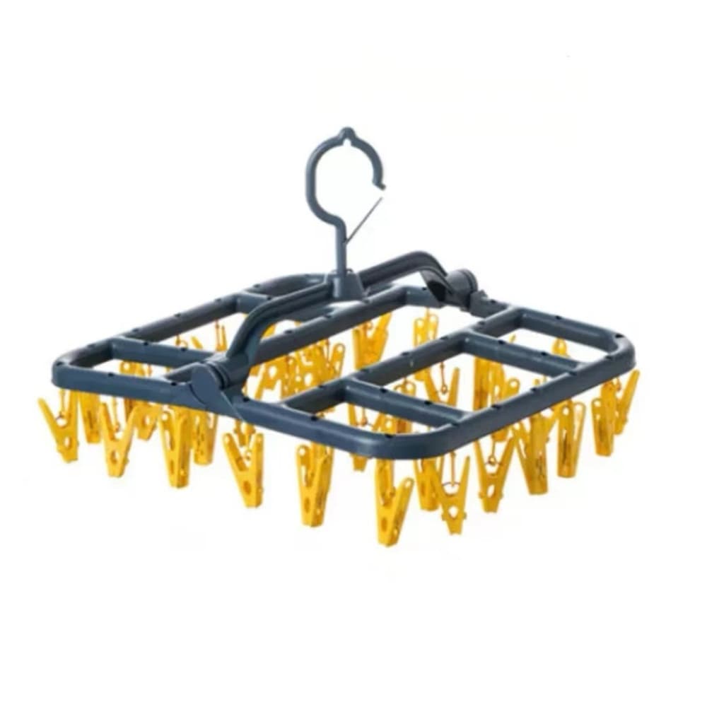 Uscator de Rufe Suspendat, 40 carlige, multifunctional, 36 x 24 cm, albastru/galben — principală