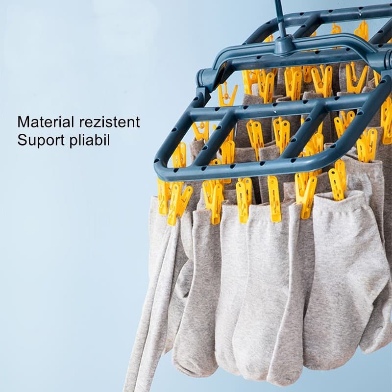 Uscator de Rufe Suspendat, 40 carlige, multifunctional, 36 x 24 cm, albastru/galben — varianta 2
