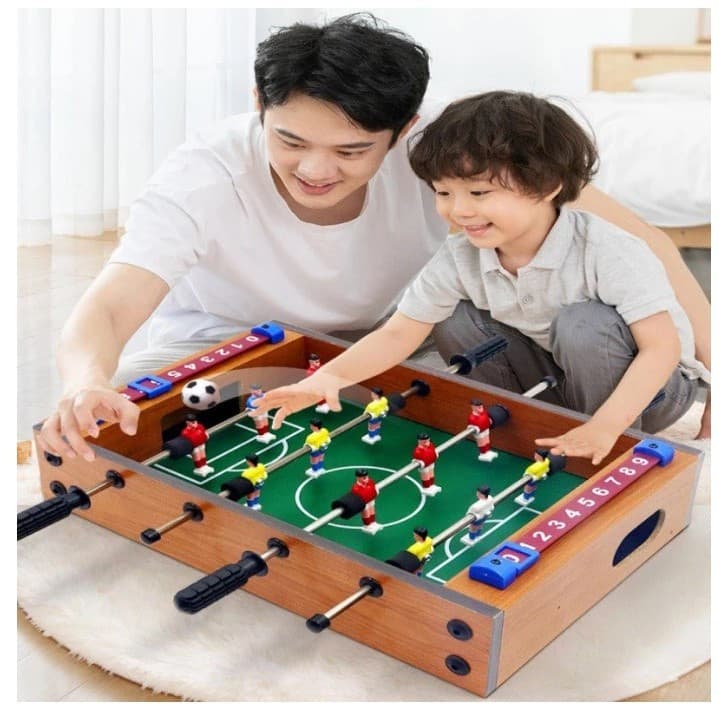 Mini masa de fotbal cu Teren si 12 Jucatori , 4 Manere, tabela scor, metal, lemn si ABS, 34.5 x 23 x 7 cm — varianta 3