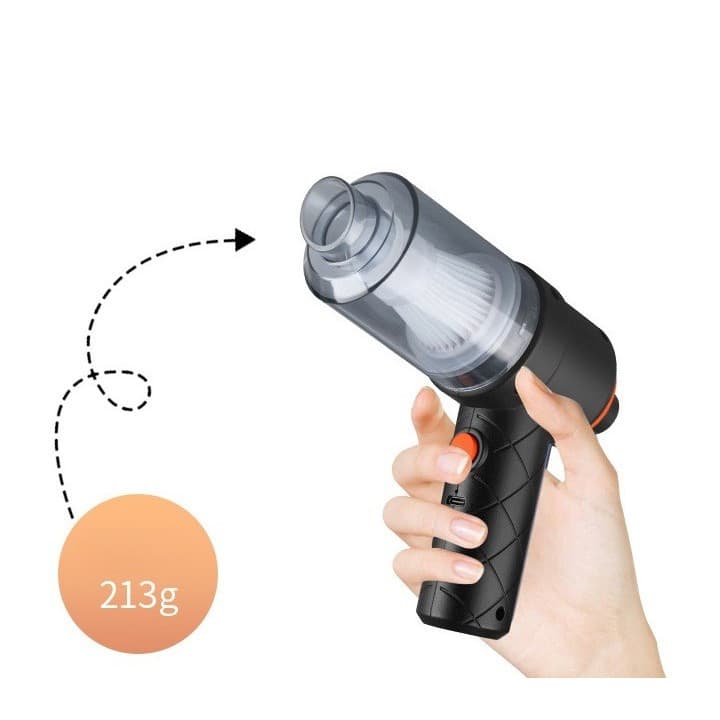 Aspirator portabil cu acumulator, tip pistol 2 in 1, suflare si aspirare, Incarcare USB, pentru casa si masina, autonomie 30 min, negru — varianta 2