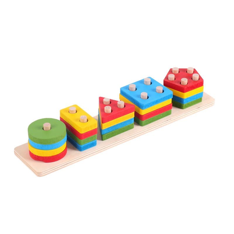 Jucarie educativa tip Montessori, lemn, forme geometrice, 20 Piese, multicolor — principală