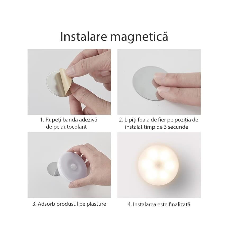 Lampa LED, cu senzor de miscare, Lumina alb cald si rece, Incarcare USB, 8.5 x 2.3 cm — 6