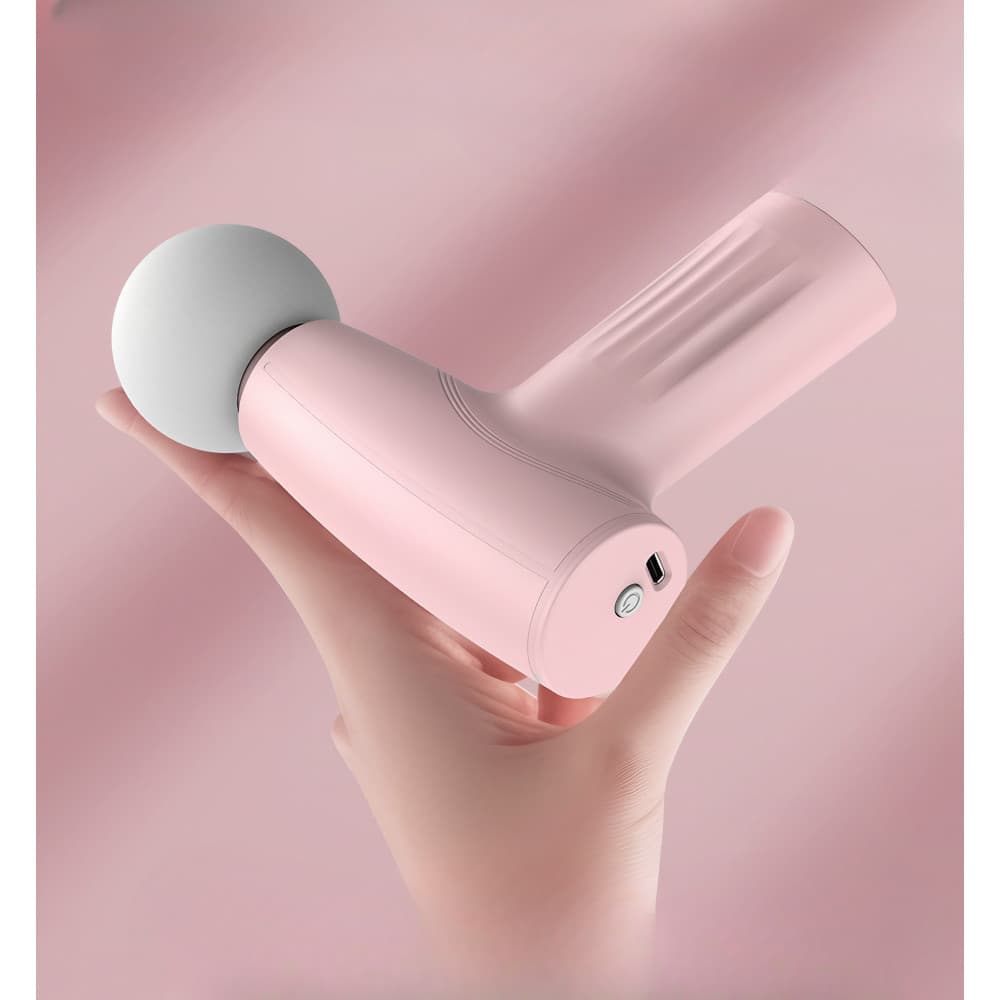 Mini aparat de masaj tip pistol, Incarcare USB Tip C, pentru relaxare musculara, autonomie 120 min, 3 viteze, roz — varianta 4