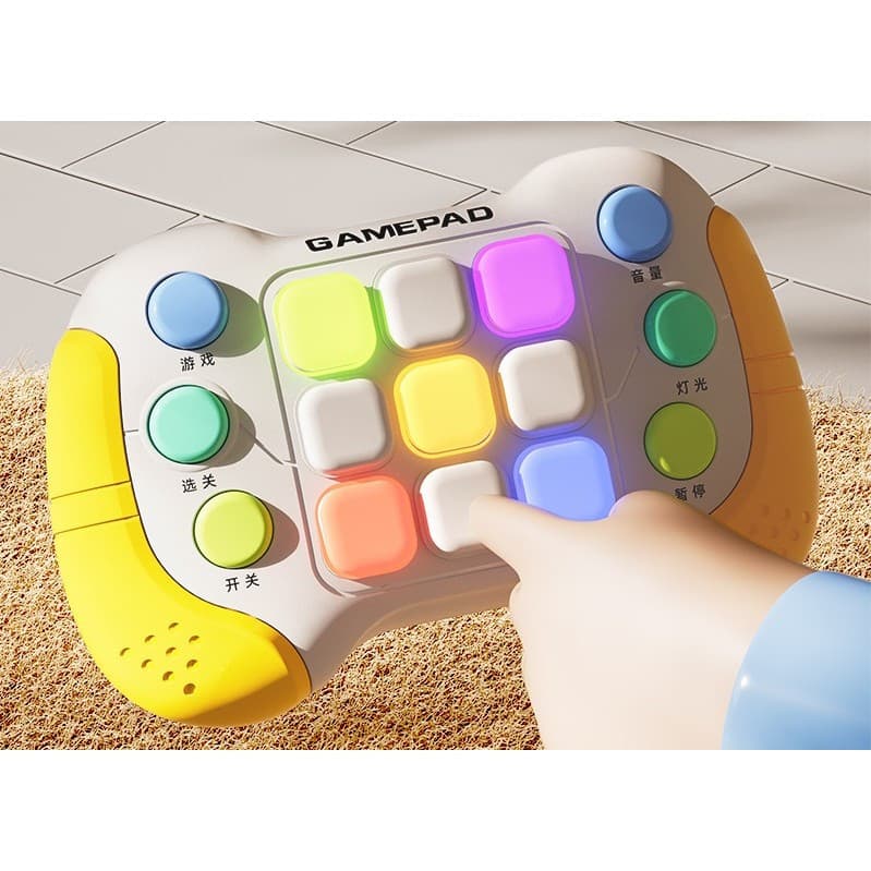 Jucarie Interactiva tip consola Pop It, 6 butoane functionale, 5 Moduri de Joc, 600 Niveluri, +3 ani, galben/gri — varianta 4