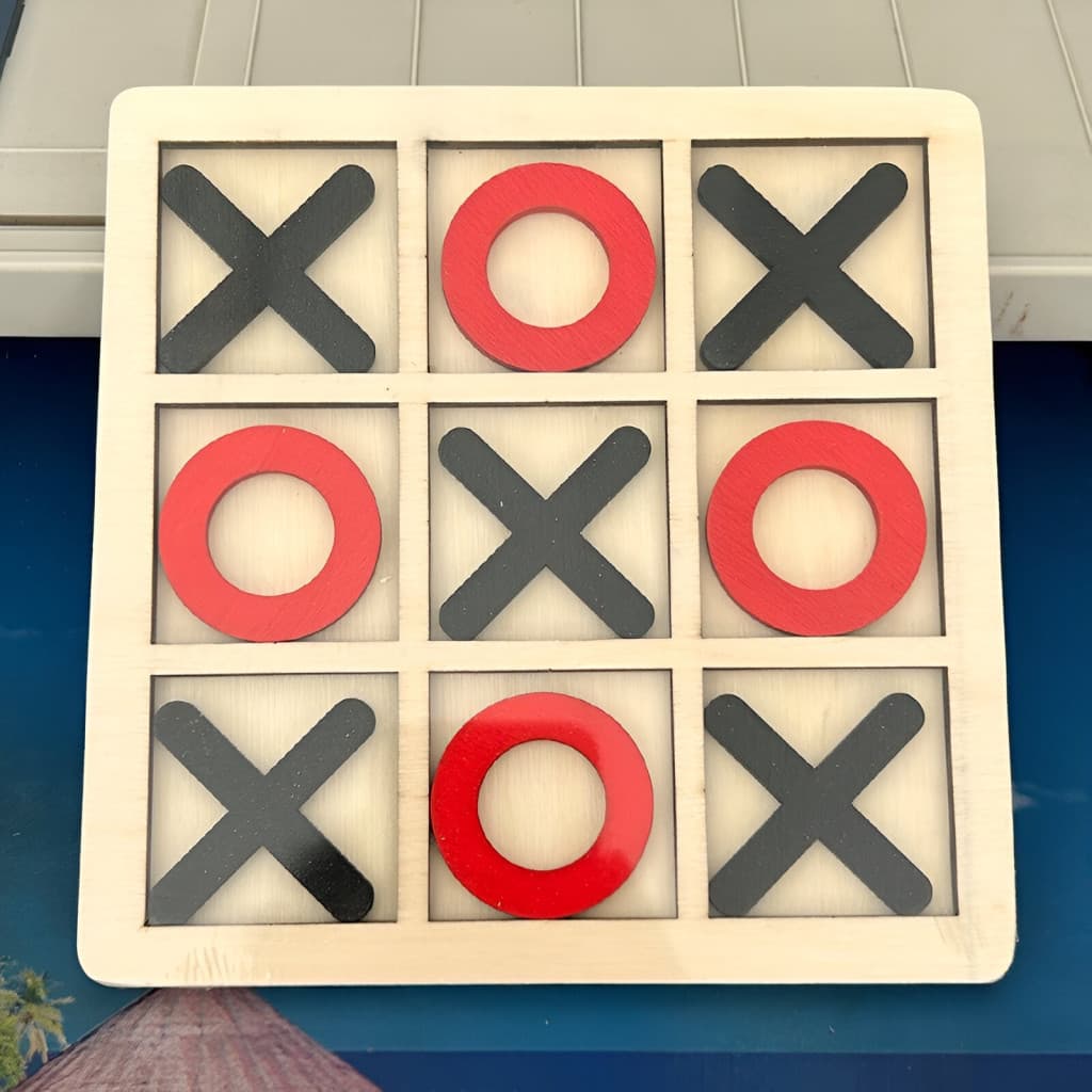 Jucarie tip Montessori "X si O", 9 piese, lemn, negru/rosu — varianta 2