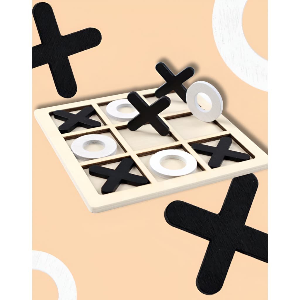 Jucarie tip Montessori "X si O", 9 piese, lemn, negru/alb — varianta 3
