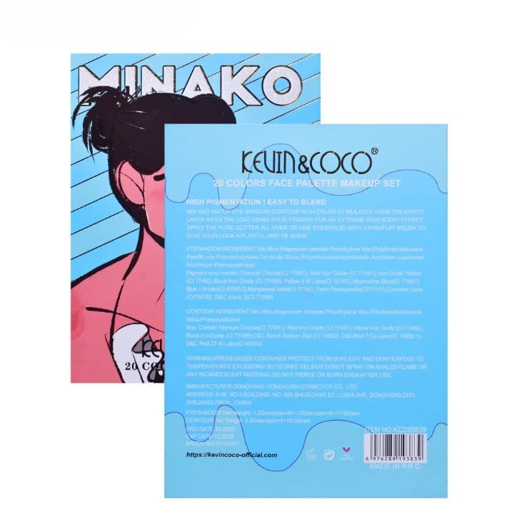 Paleta de machiaj KEVIN & COCO, 20 culori Blue Girl, fard de pleoape si blush, albastru — varianta 5