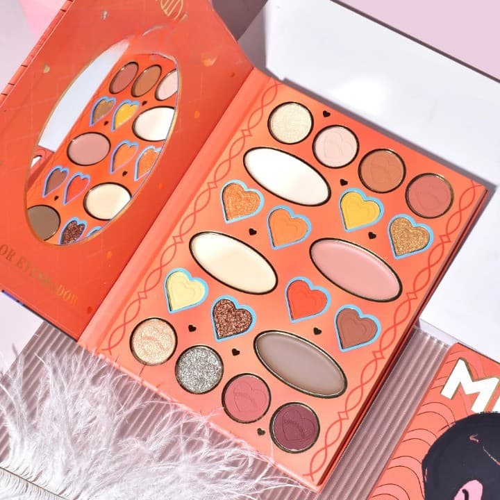 Paleta de machiaj KEVIN & COCO, 20 culori Orange Girl, fard de pleoape si blush, portocalie — principală