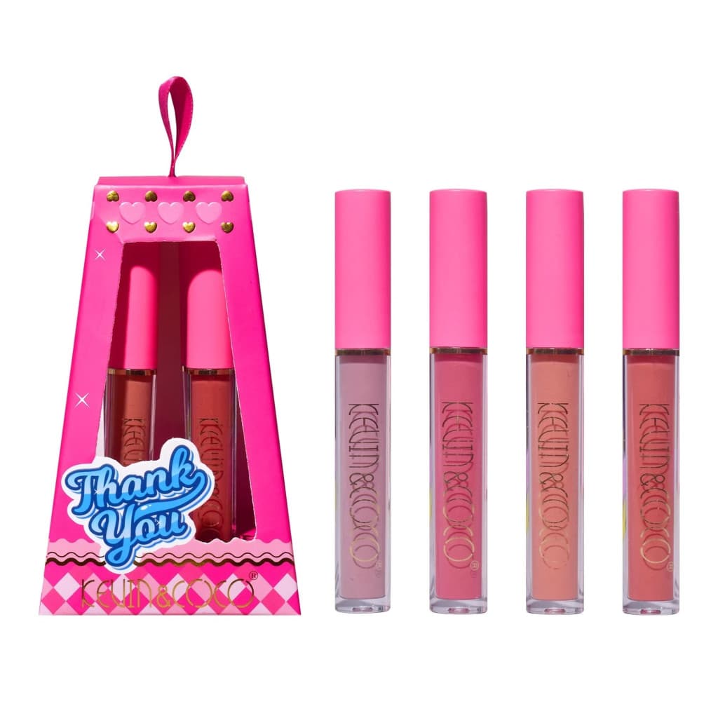 Set de buze KEVIN & COCO Cloud Bubble, 4 Lip Gloss-uri, 15.1 x 8.1 x 2 cm, Roz/Nude — 2