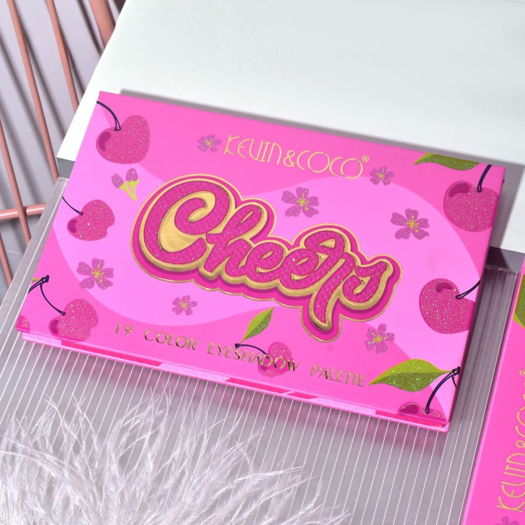 Paleta de Machiaj, KEVIN & COCO, Cherry Blossom. Fard de Pleoape, 19 culori, 19.2 x 12.8 x 1.4 cm — varianta 2