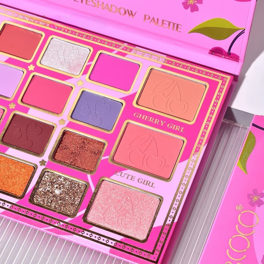 Paleta de Machiaj, KEVIN & COCO, Cherry Blossom. Fard de Pleoape, 19 culori, 19.2 x 12.8 x 1.4 cm — varianta 4
