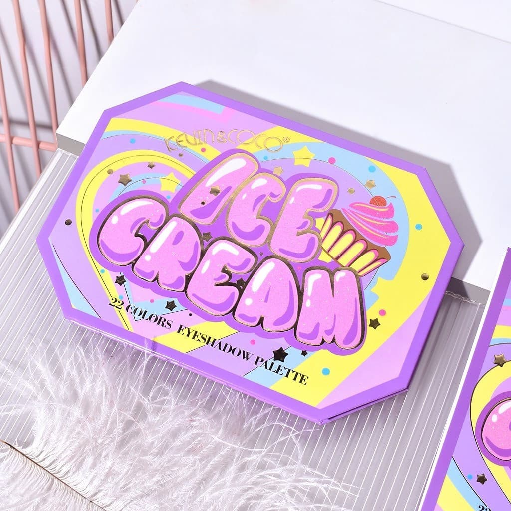 Paleta de machiaj KEVIN & COCO, Violet Ice Cream, fard de pleoape, 22 culori, 19 x 13.7 x 1.3 cm — varianta 4