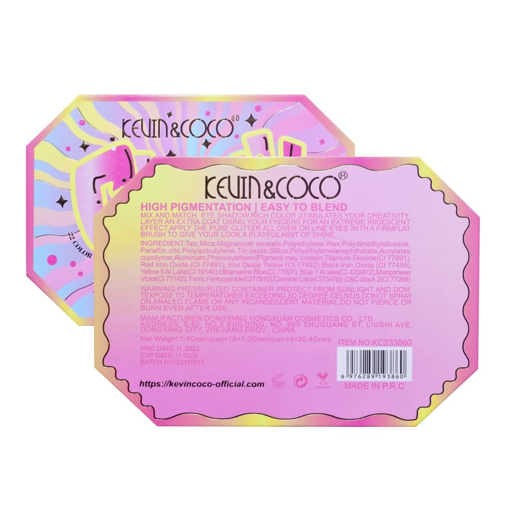 Paleta de machiaj KEVIN & COCO, Pink Cherry, fard de pleoape, 22 culori, 19 x 13.7 x 1.3 cm — varianta 4