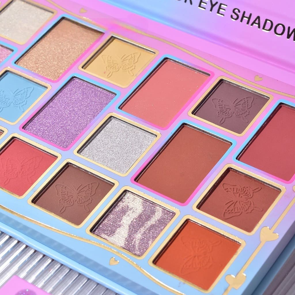 Paleta de machiaj KEVIN & COCO, Pink Blue, fard de pleoape, 18 culori, 19.3 x 12 x 1.4 cm — varianta 2