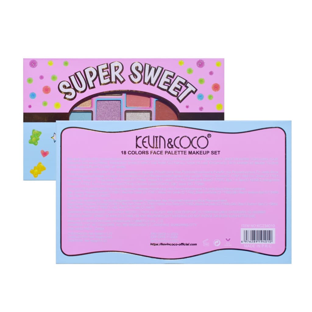 Paleta de machiaj KEVIN & COCO, Pink Blue, fard de pleoape, 18 culori, 19.3 x 12 x 1.4 cm — varianta 6