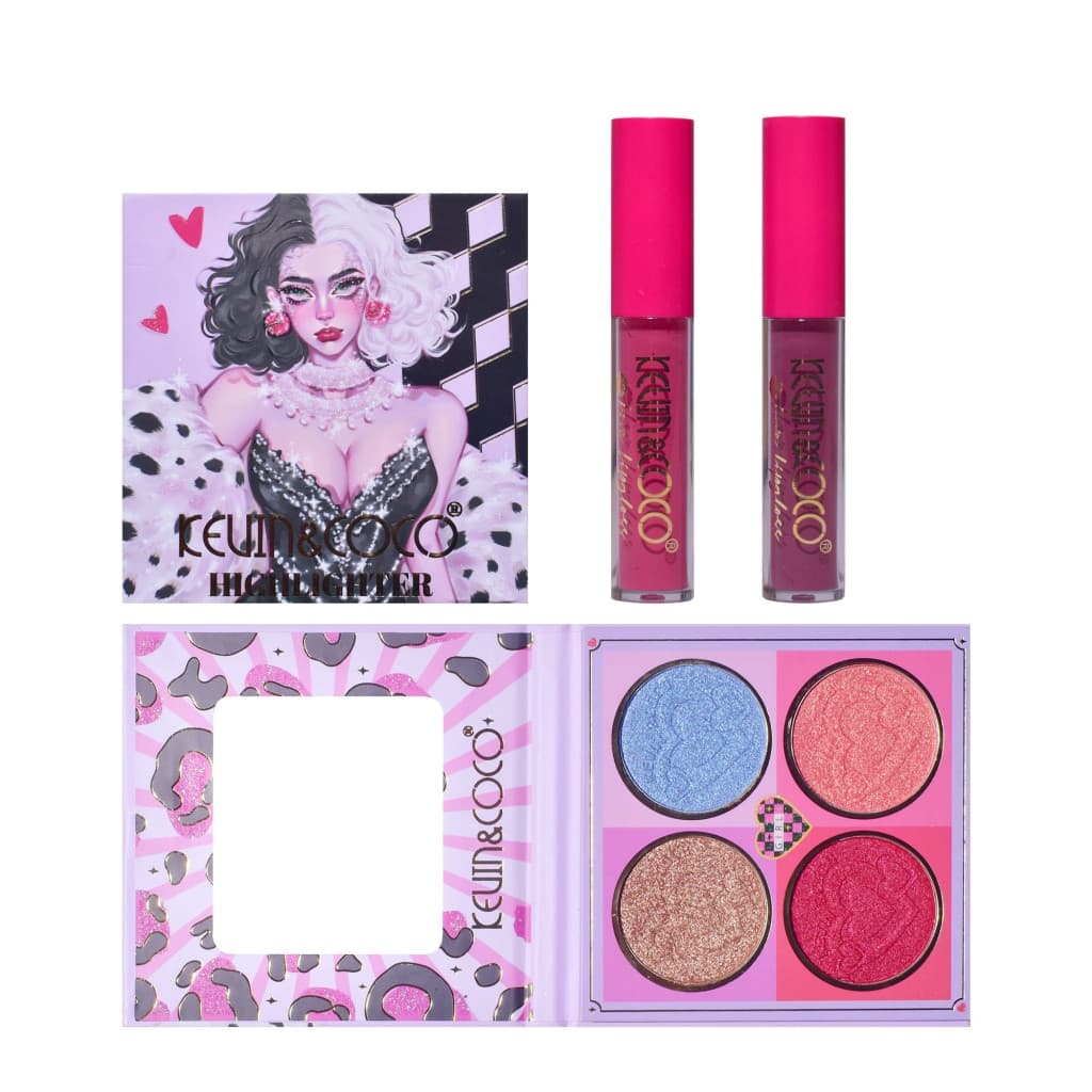 Set 4 produse de machiaj KEVIN & COCO, Black-White Witch, 22 culori, 19.7 x 21.2 x 2.5 cm — varianta 5