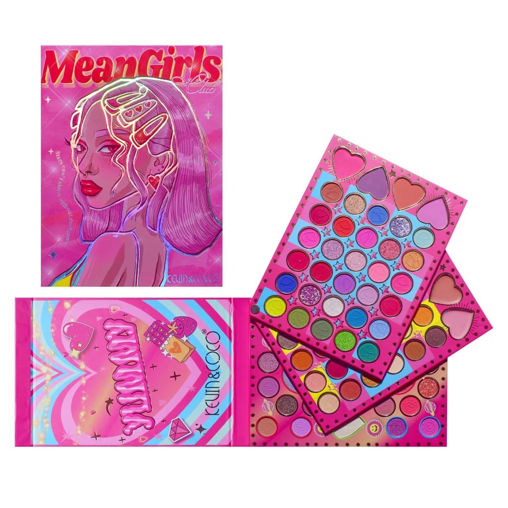 Trusa de Machiaj KEVIN & COCO, Mean Girl Heart, fard de pleoape, Iluminator, blush cremos, 96 culori, 21 x 15.7 x 2.4 cm — varianta 6
