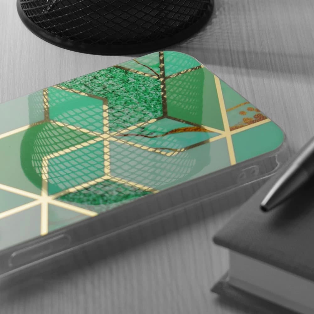 Husa protectie Samsung Galaxy A51, Marble Series, verde/auriu — varianta 3