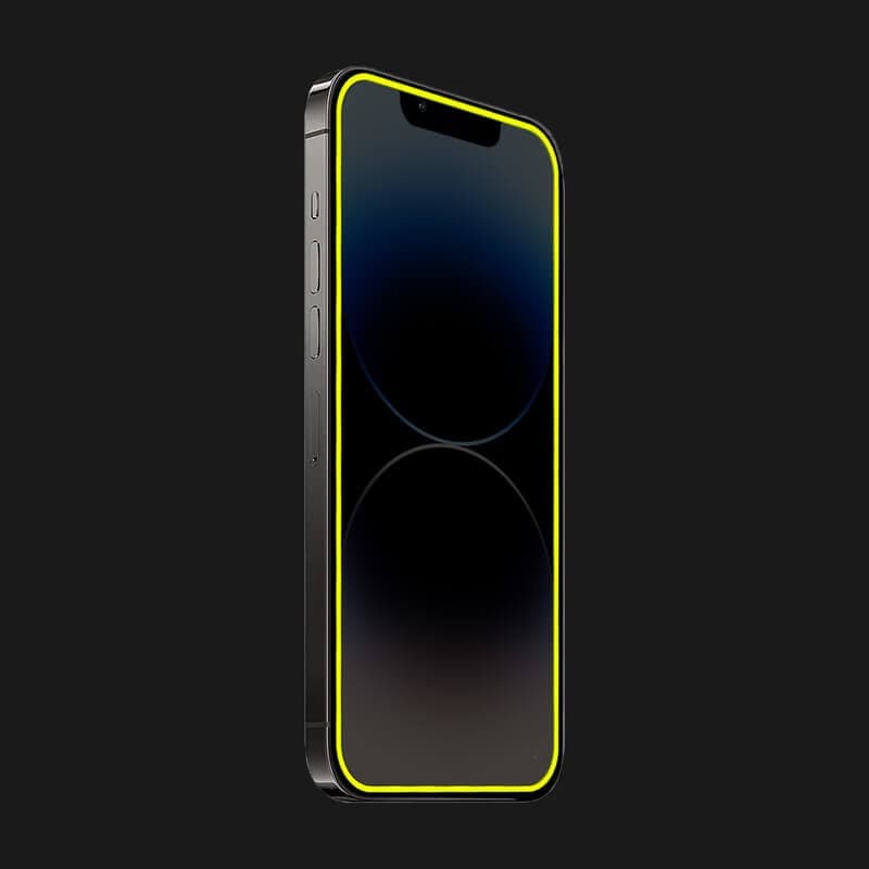 Folie sticla Apple iPhone 15, Luminous HD, margine fluorescenta, galbena — varianta 2