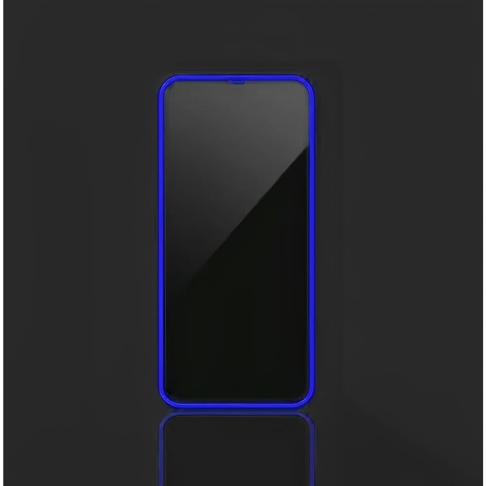 Folie sticla Apple iPhone 15 Pro Max, Luminous HD, margine fluorescenta, albastra — 2