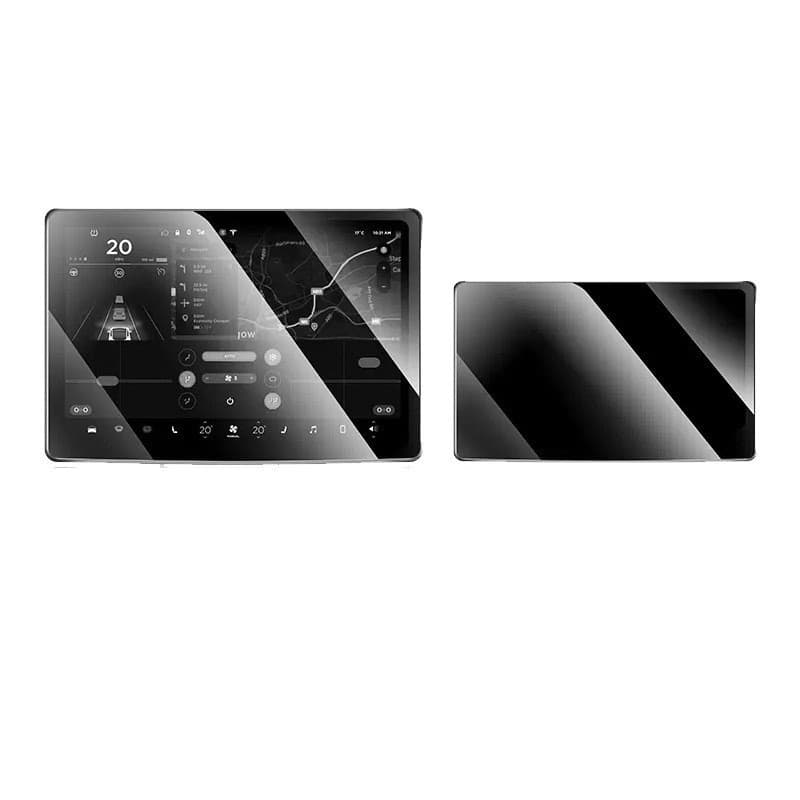 Set 2 folii sticla ecran frontal + spate Tesla Model 3 / Tesla Model Y, 4K Ultra HD, anti-amprenta, 2.5D, transparenta — principală
