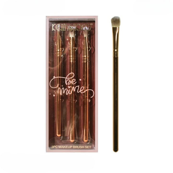 Set 3 Pensule de Machiaj, Portabile, pentru Fard de Ochi, din Par Sintetic Moale, Auriu, 16.5x6.5x1.6 cm — principală