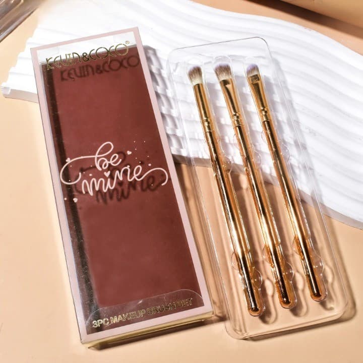 Set 3 Pensule de Machiaj, Portabile, pentru Fard de Ochi, din Par Sintetic Moale, Auriu, 16.5x6.5x1.6 cm — varianta 3