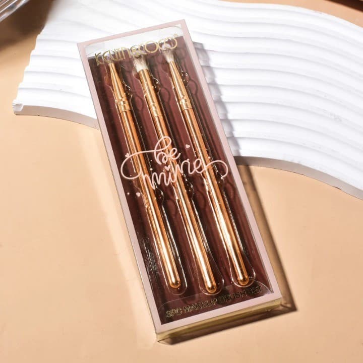 Set 3 Pensule de Machiaj, Portabile, pentru Fard de Ochi, din Par Sintetic Moale, Auriu, 16.5x6.5x1.6 cm — varianta 5