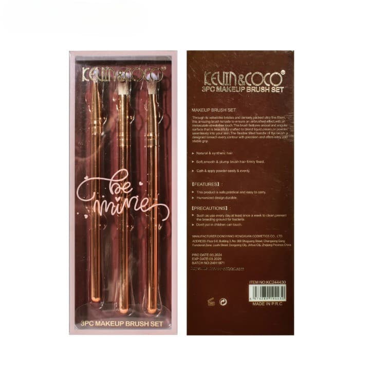 Set 3 Pensule de Machiaj, Portabile, pentru Fard de Ochi, din Par Sintetic Moale, Auriu, 16.5x6.5x1.6 cm — varianta 6