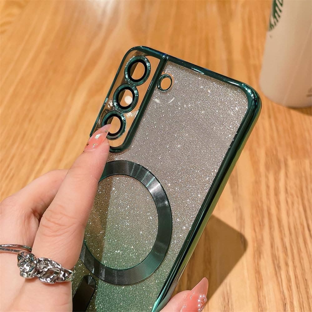 Husa Samsung Galaxy S23 FE, Electroplating Magsafe Glitter TPU, protectii lentile camere, mov — 2