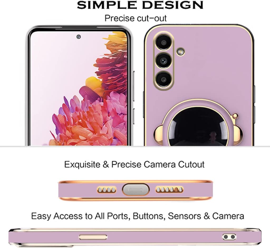 Husa Samsung Galaxy S24, Astronaut Case, protectie camera, functie stand expunere, mov — varianta 3