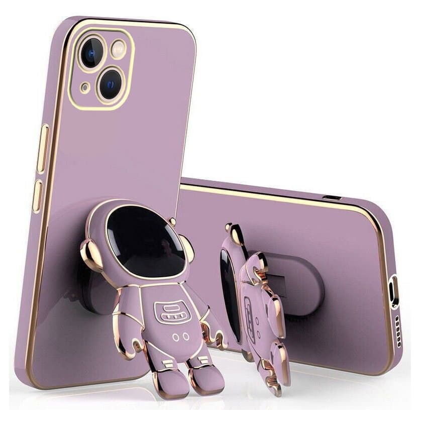 Husa Apple iPhone 14, Astronaut Case, protectie camera, functie stand expunere, mov — principală