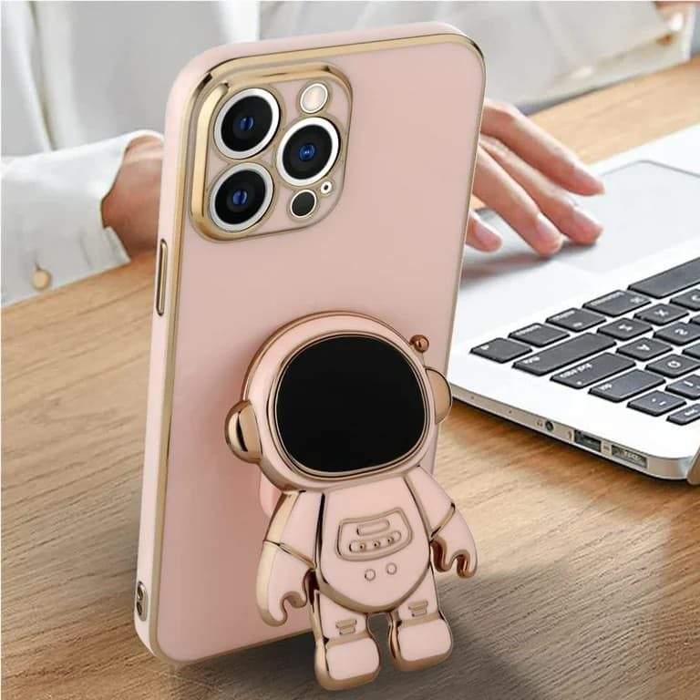 Husa Apple iPhone 14 Pro, Astronaut Case, protectie camera, functie stand expunere, roz — varianta 2