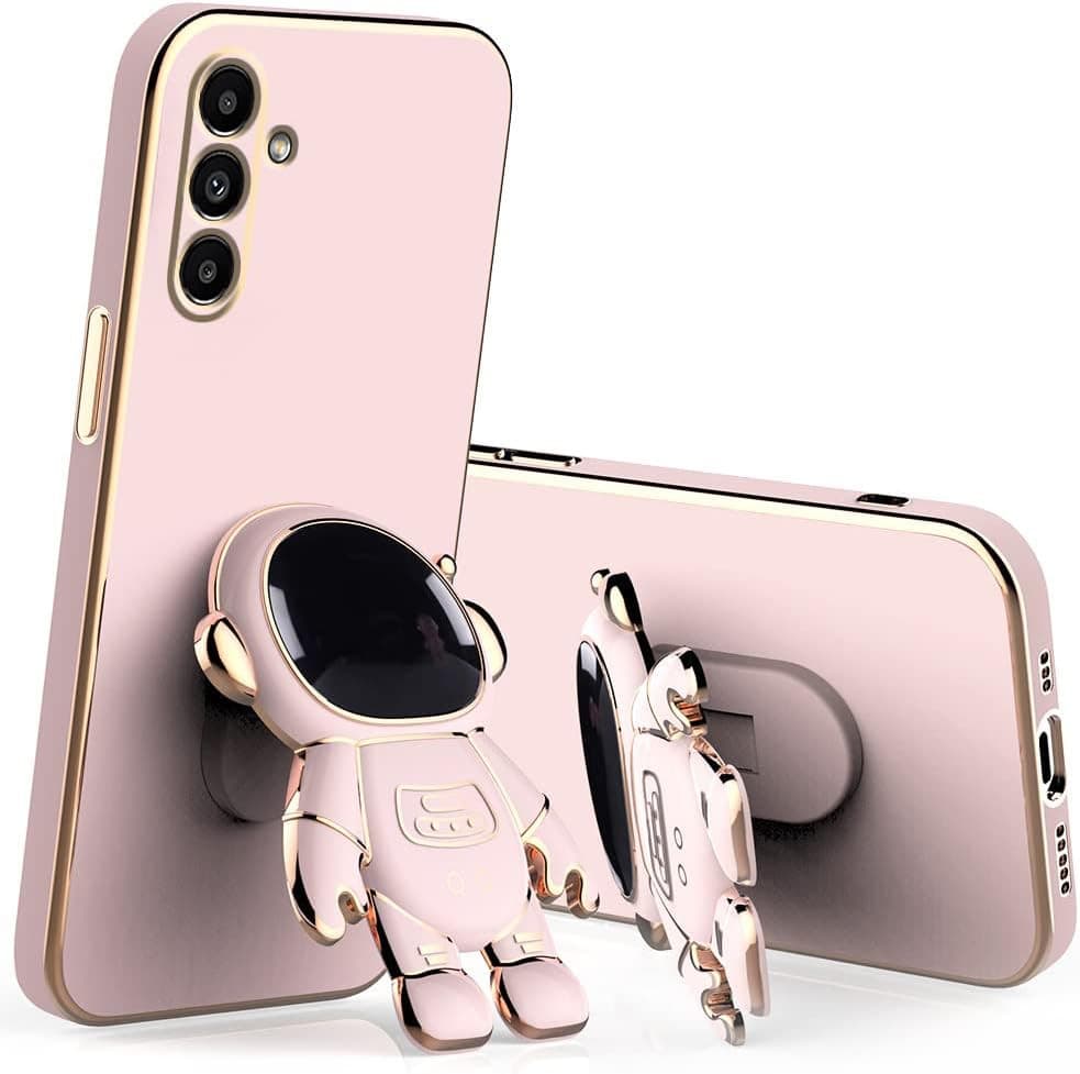 Husa Samsung Galaxy A15, Astronaut Case, protectie camera, functie stand expunere, roz — principală