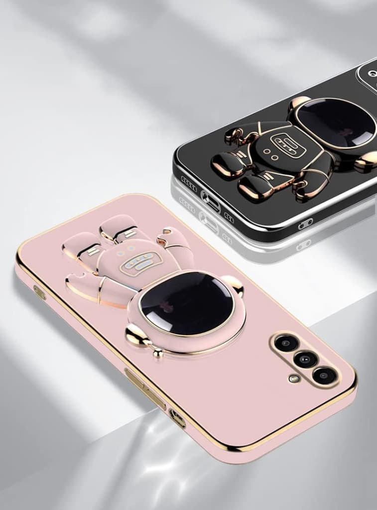 Husa Samsung Galaxy A15, Astronaut Case, protectie camera, functie stand expunere, roz — varianta 2