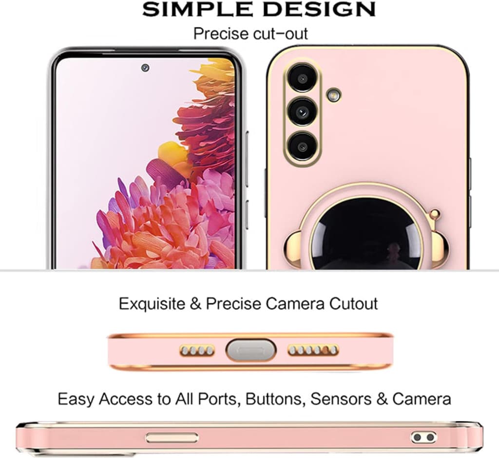 Husa Samsung Galaxy A15, Astronaut Case, protectie camera, functie stand expunere, roz — varianta 4