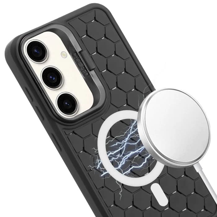 Husa Samsung Galaxy S24, HoneyComb Bracket, functie stand, neagra — varianta 2