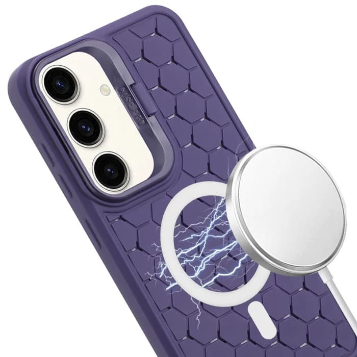 Husa Samsung Galaxy S24, HoneyComb Bracket, functie stand, mov — varianta 2