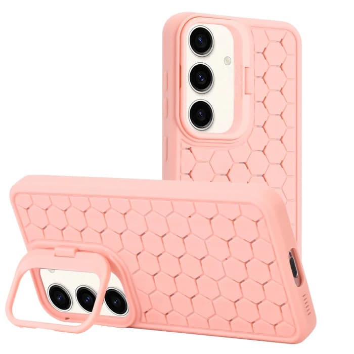 Husa Samsung Galaxy S24, HoneyComb Bracket, functie stand, roz pal — principală