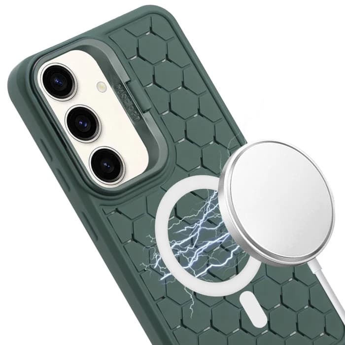 Husa Samsung Galaxy S24, HoneyComb Bracket, functie stand, verde — varianta 2