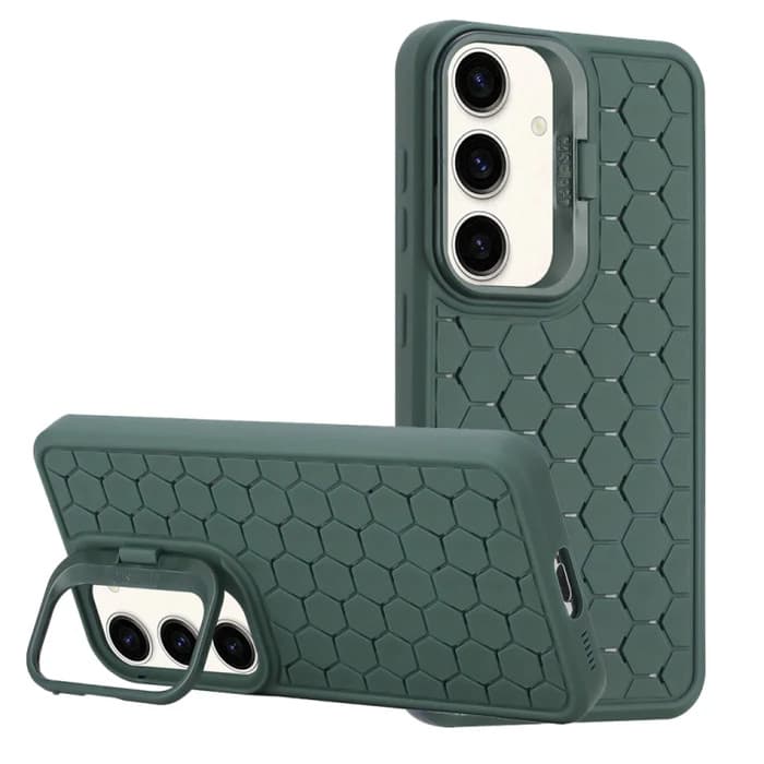 Husa Samsung Galaxy S24+ (S24 Plus), HoneyComb Bracket, functie stand, verde — principală