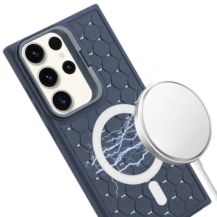 Husa Samsung Galaxy S24 Ultra, HoneyComb Bracket, functie stand, albastru inchis — 2