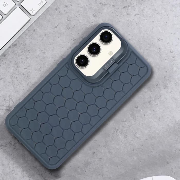 Husa Samsung Galaxy S24 Ultra, HoneyComb Bracket, functie stand, albastru inchis — 6