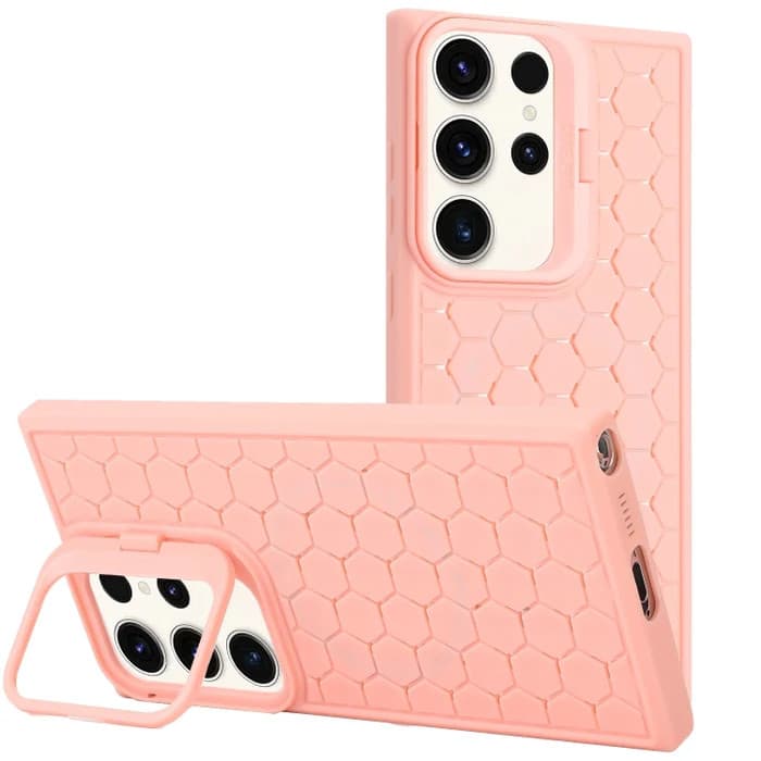 Husa Samsung Galaxy S24 Ultra, HoneyComb Bracket, functie stand, roz pal — principală