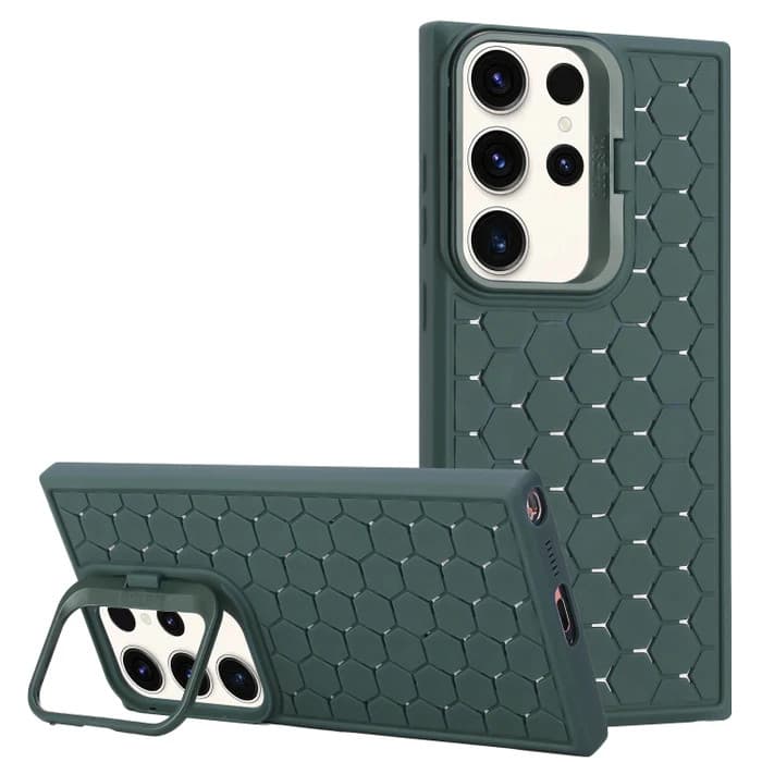 Husa Samsung Galaxy S24 Ultra, HoneyComb Bracket, functie stand, verde — principală
