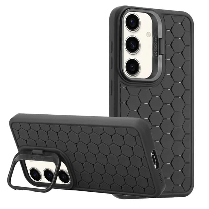 Husa Samsung Galaxy S23, HoneyComb Bracket, functie stand, neagra — principală