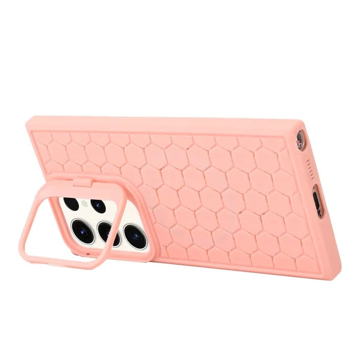 Husa Samsung Galaxy S23 Ultra, HoneyComb Bracket, functie stand, roz pal — varianta 2