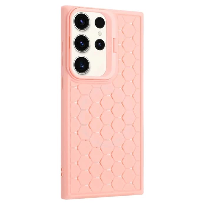 Husa Samsung Galaxy S23 Ultra, HoneyComb Bracket, functie stand, roz pal — varianta 3