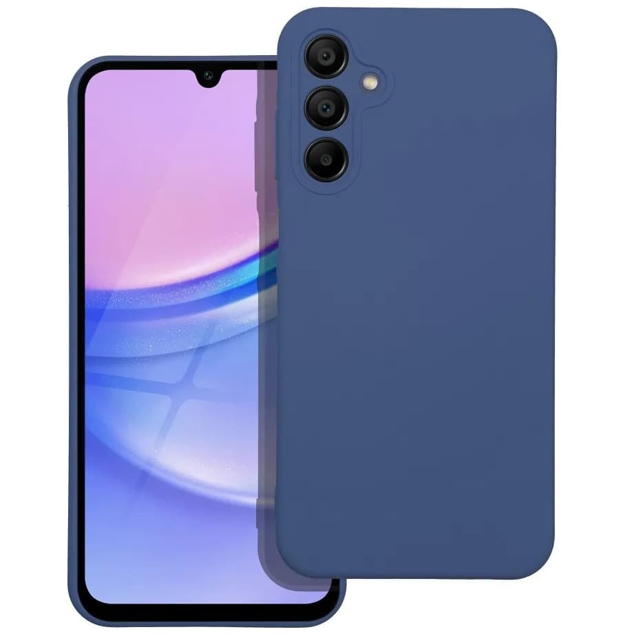 Husa Samsung Galaxy A15, Luxury Silicone, protectie camera, catifea in interior, albastru inchis — principală
