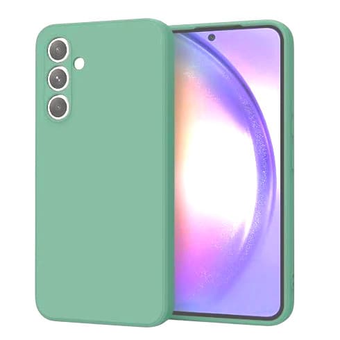 Husa Samsung Galaxy A55, Luxury Silicone, protectie camera, catifea in interior, verde deschis — principală